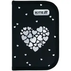 Пенал Kite 1 від., 2 відв., з наповненням 622H Black&Silver K26-622H-5