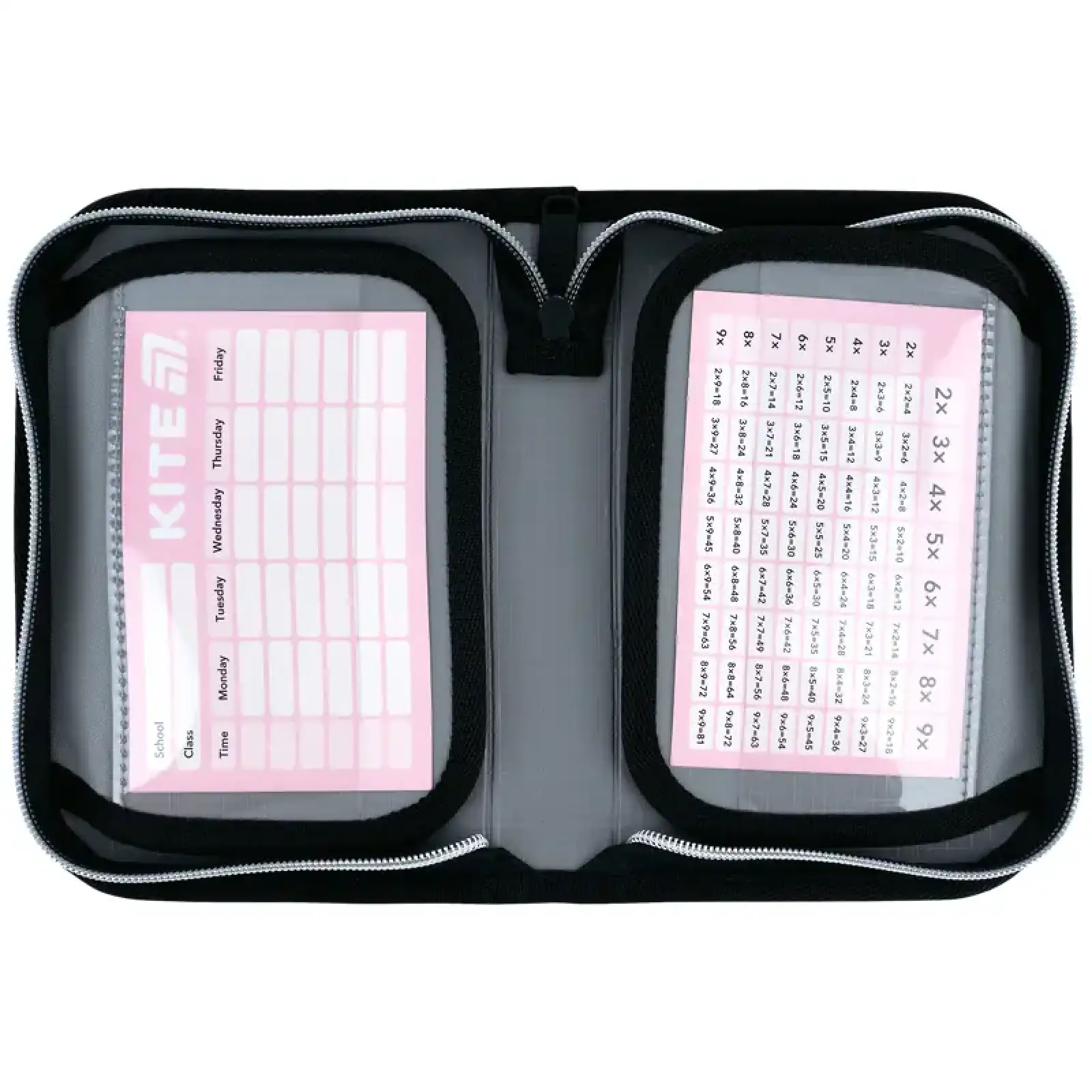 Пенал Kite 1 від., 2 відв., з наповненням 622H Black&Silver K26-622H-5