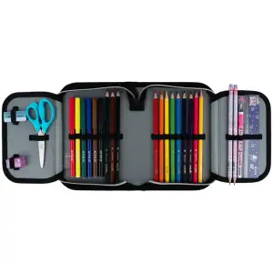 Пенал Kite 1 від., 2 відв., з наповненням 622H Black&Silver K26-622H-5