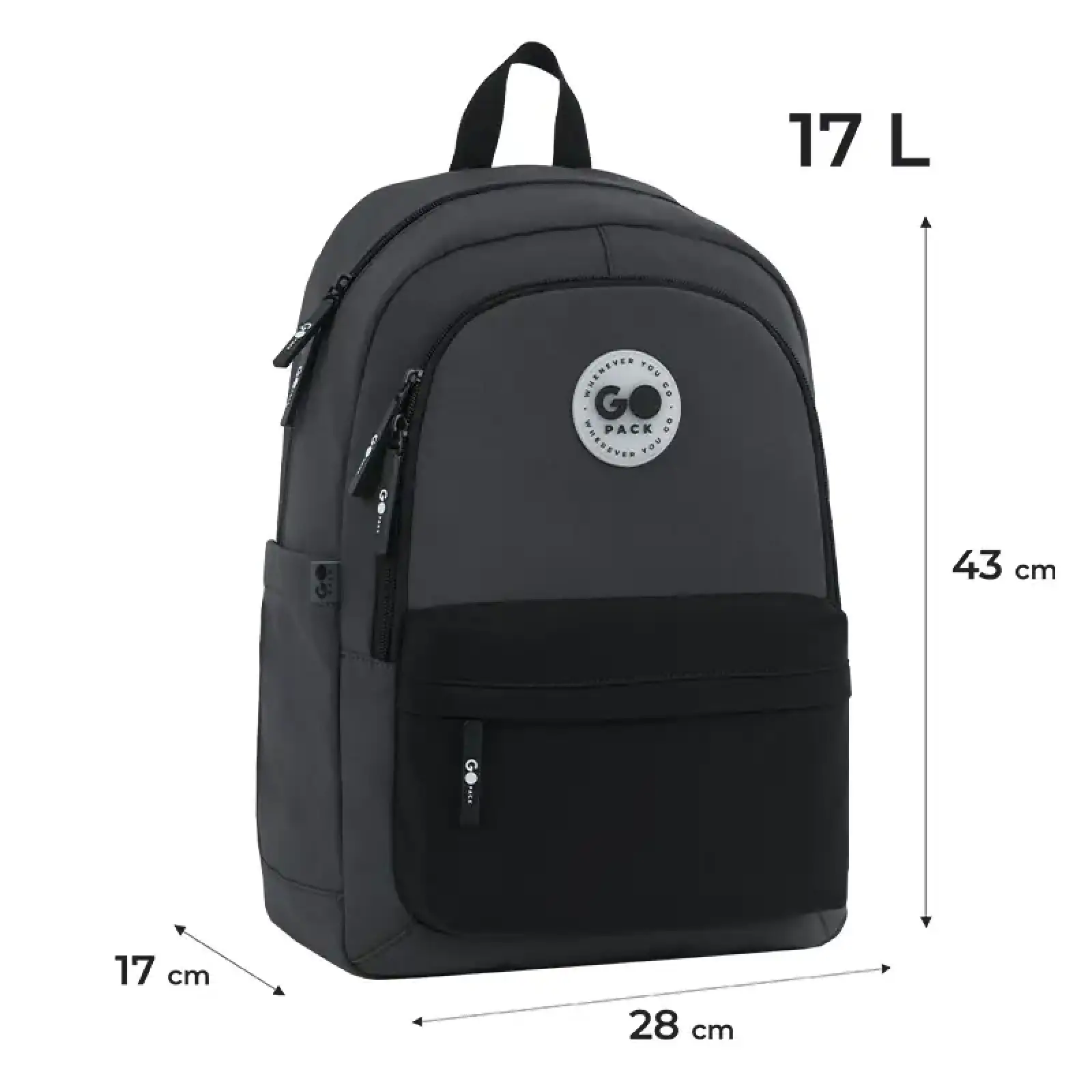 Рюкзак GoPack Education Teens 141L чорний, сірий GO26-141L-4