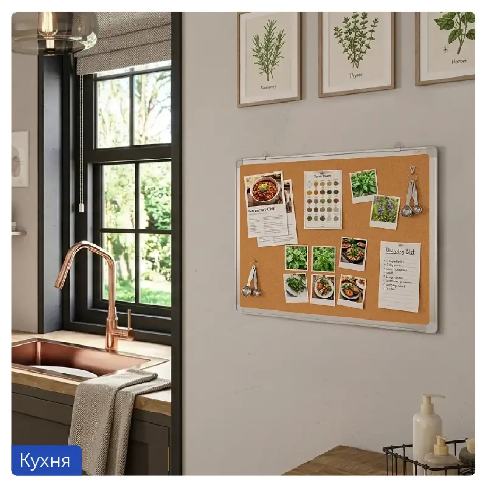 Дошка коркова, 45х60 см., алюмінієва рамка AXENT 9621-A
