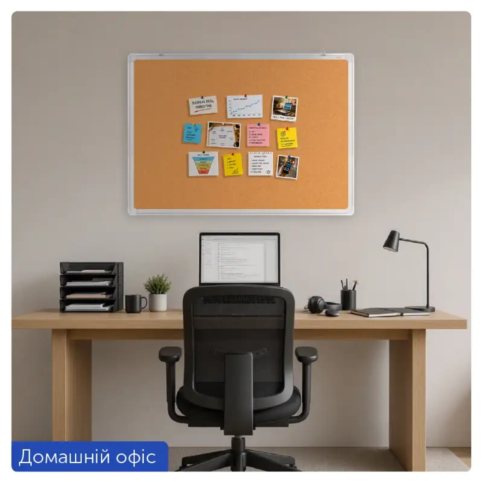 Дошка коркова, 60х90 см., алюмінієва рамка AXENT 9622-A