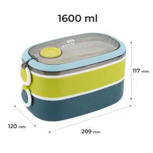 Ланчбокс подвійний з наповненням 1600 мл, синій KITE K25-1181-2