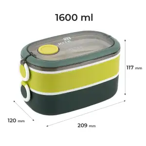 Ланчбокс подвійний з наповненням 1600 мл, зелений KITE K25-1181-3