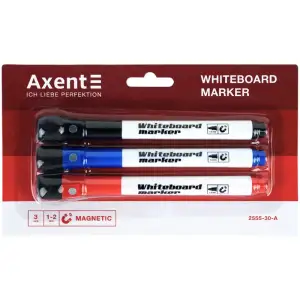 Маркер Whiteboard Magnetic 2555-A, 1-2 мм, набір 3 кольорів AXENT 2555-30-A