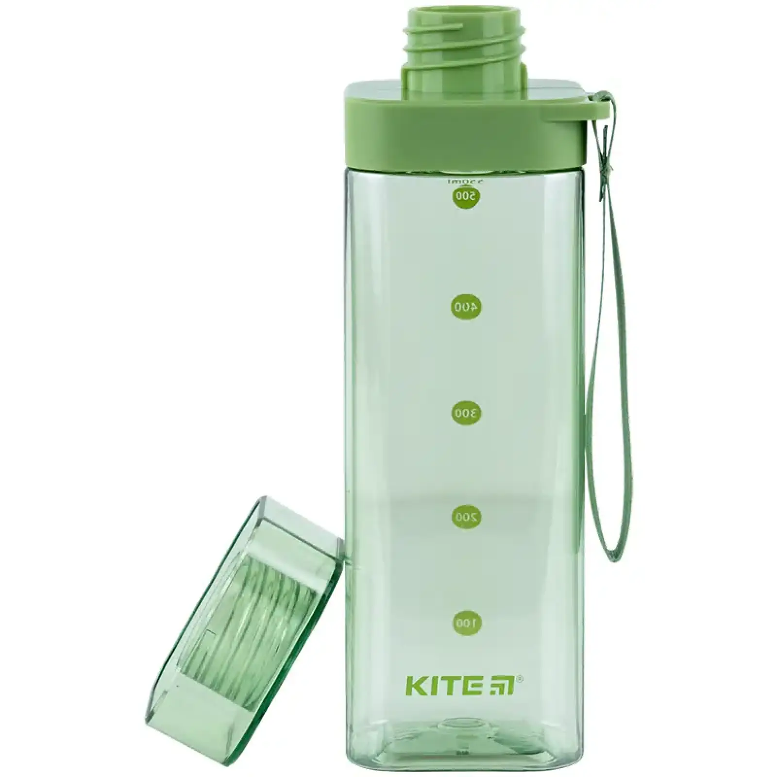 Пляшечка для води квадратна, 550 мл, зелена KITE K24-1209-2