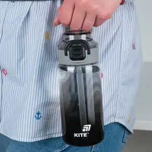 Пляшечка для води, 600 мл, чорна KITE K25-1212-1