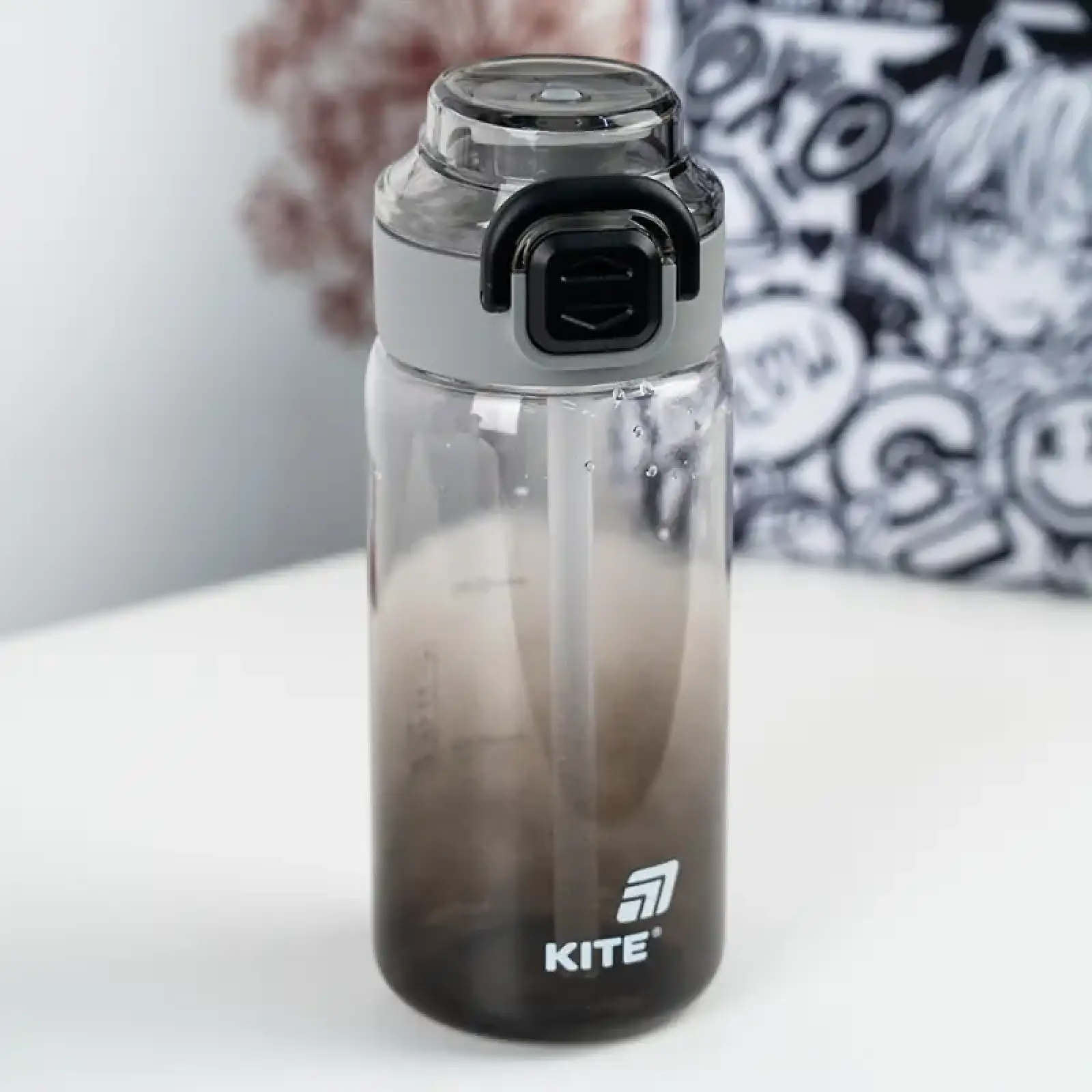 Пляшечка для води, 600 мл, чорна KITE K25-1212-1