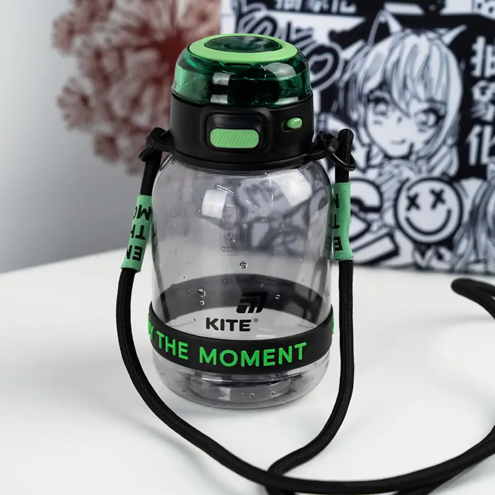 Пляшечка для води, 700 мл, чорно-зелена KITE K25-1218-2