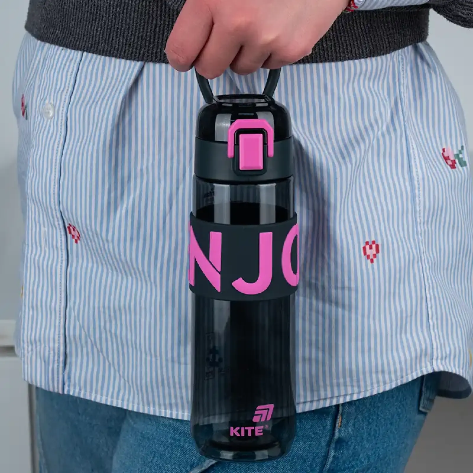 Пляшечка для води, 680 мл, чорно-рожева KITE K25-1233-3