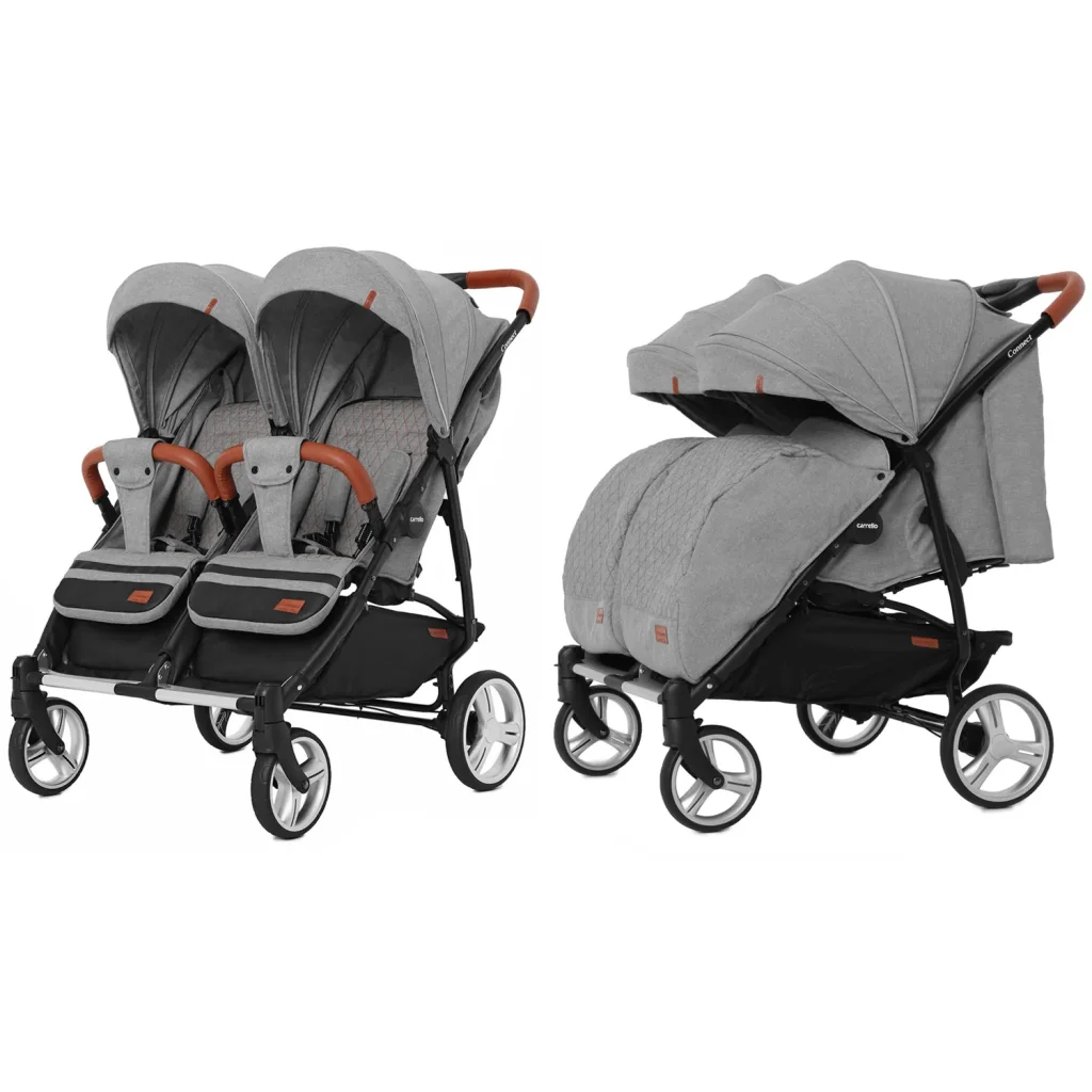 Прогулянкова коляска CARRELLO Connect CRL-5502 Ink Gray для двійні +дощовик