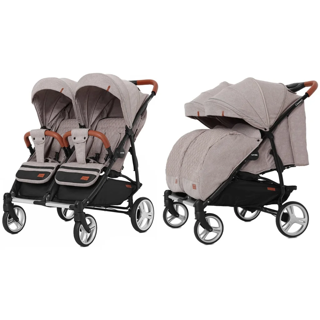 Прогулянкова коляска CARRELLO Connect CRL-5502 Cotton Beige для двійні +дощовик