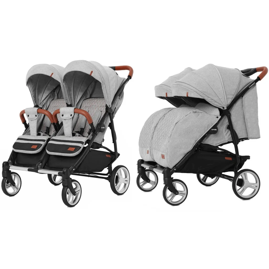 Прогулянкова коляска CARRELLO Connect CRL-5502 Rock Gray для двійні +дощовик