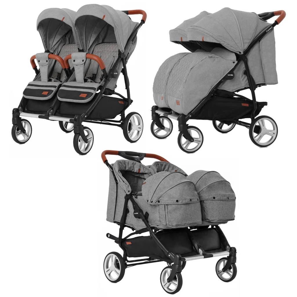 Коляска универсальная CARRELLO Connect CRL-5502/1 Ink Gray для двойни, люлька-переноска