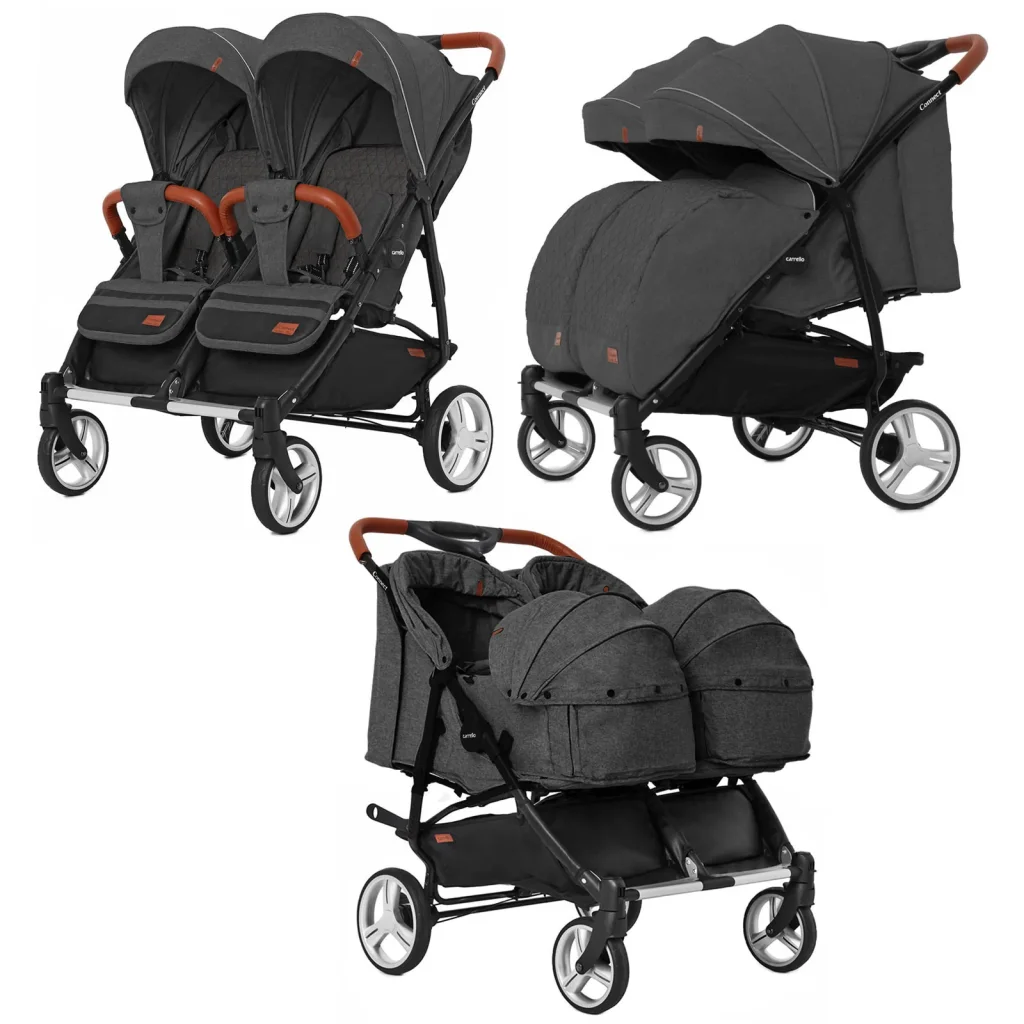 Коляска универсальная CARRELLO Connect CRL-5502/1 Serious Black для двойни, люлька-переноска