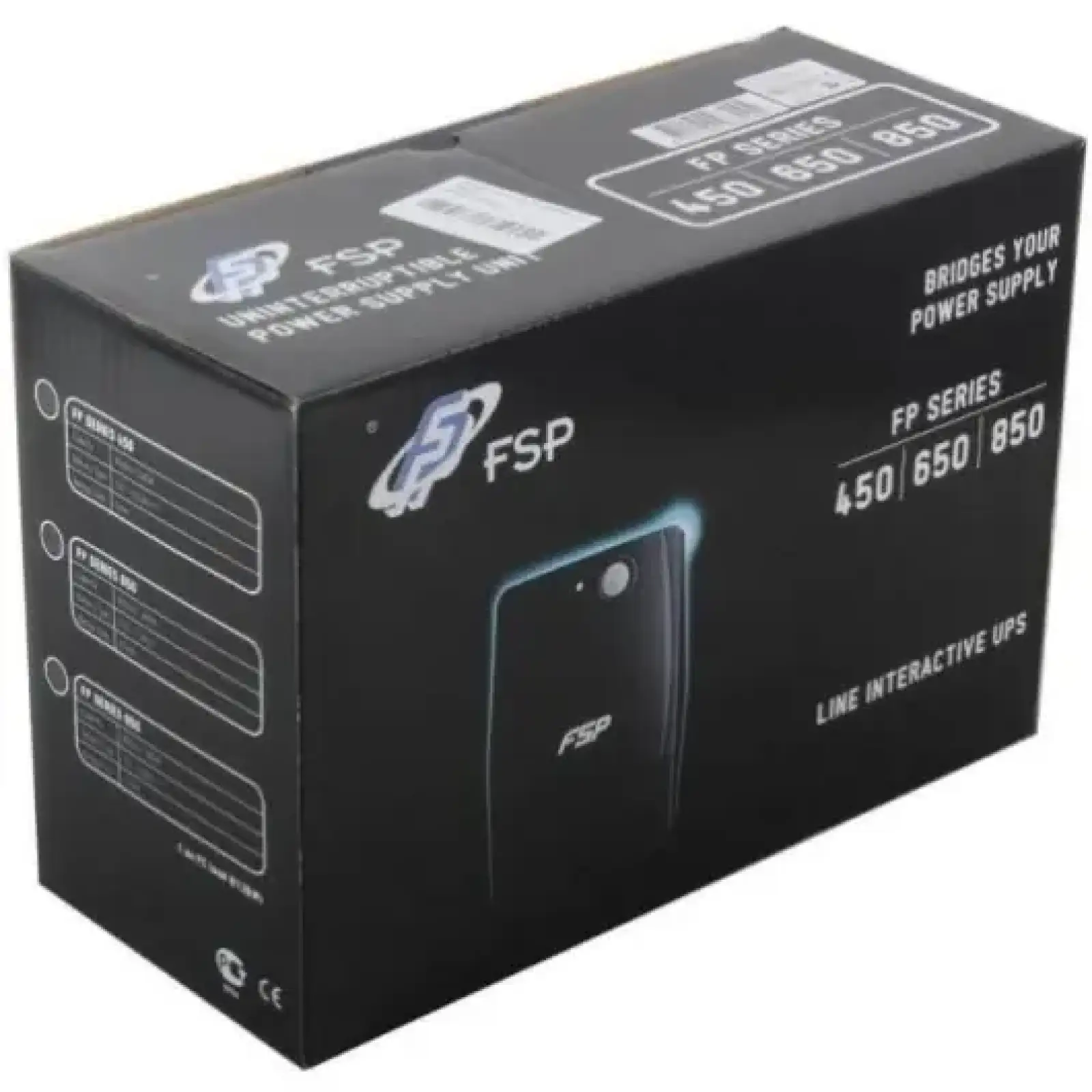 ДБЖ FSP FP850, 850ВА/480Вт, Lin-Int, USB/RJ45, Schuko*2, AVR, Black (PPF4801102) UA