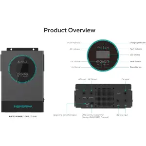 Інвертор Marsriva OFF-G 3.6 kW 230V RS232/RS485 CE PF1 VOL VM III 3,3 кВт TWIN-24V, з Wi-Fi (MR-SPF3.6K-LP1-TL20E) UA