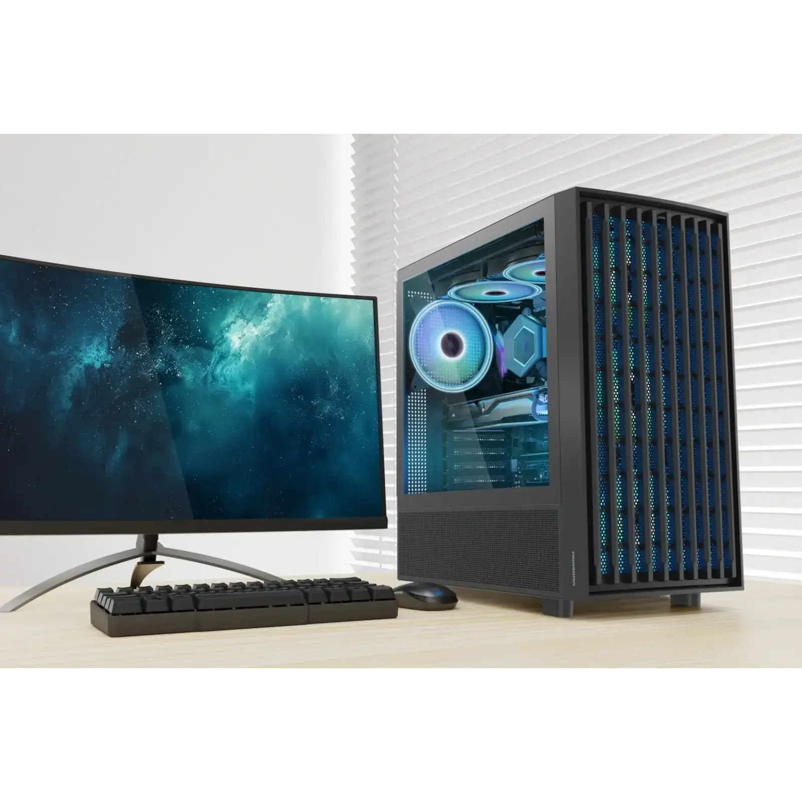 Корпус Modecom BREEZE BLACK USB 3.0x2 USB-Cx1 ARGB 4x140mm fans без Блок питания ATX (AT-BREEZE-MG-ARGB-10-0000) UA