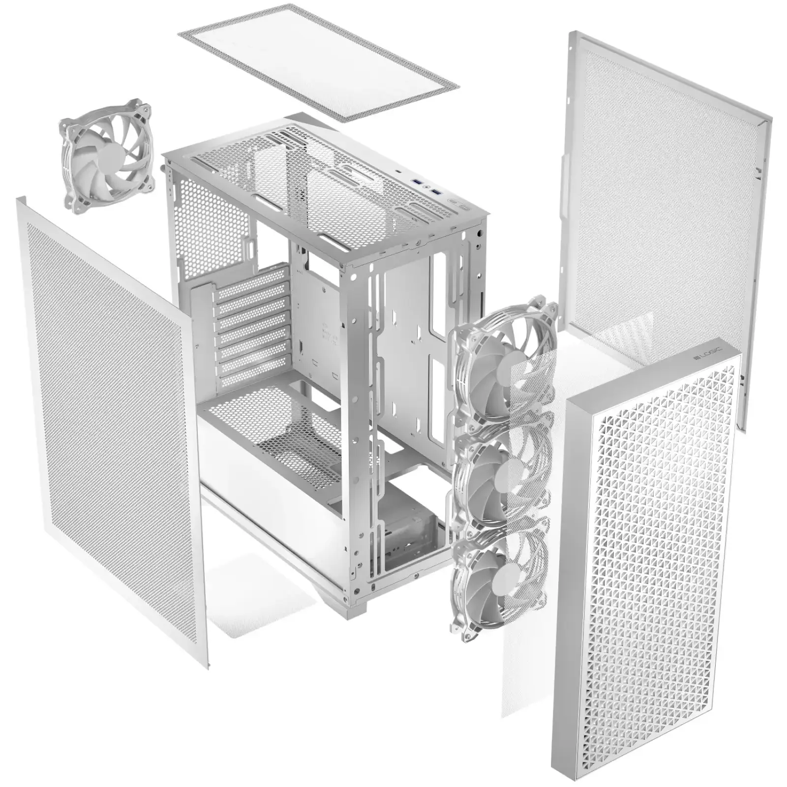 Корпус LogicConcept DART PRO MIDI WHITE MESH fans 4x120mm без Блок живлення ATX (AT-DART-PRO-0000-20) UA