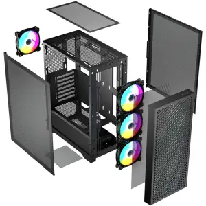 Корпус LogicConcept DART PRO ARGB MIDI BLACK MESH fans 4x120mm без Блок живлення ATX (AT-DART-PRO-ARGB-10) UA