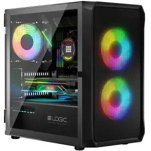Корпус LogicConcept PORTOS MESH+GLASS ARGB fans 3x120mm BLACK без Блок живлення mATX (AM-PORTOS-10-0000000-0002) UA
