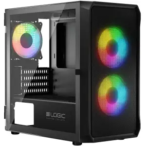 Корпус LogicConcept PORTOS MESH+GLASS ARGB fans 3x120mm BLACK без Блок живлення mATX (AM-PORTOS-10-0000000-0002) UA