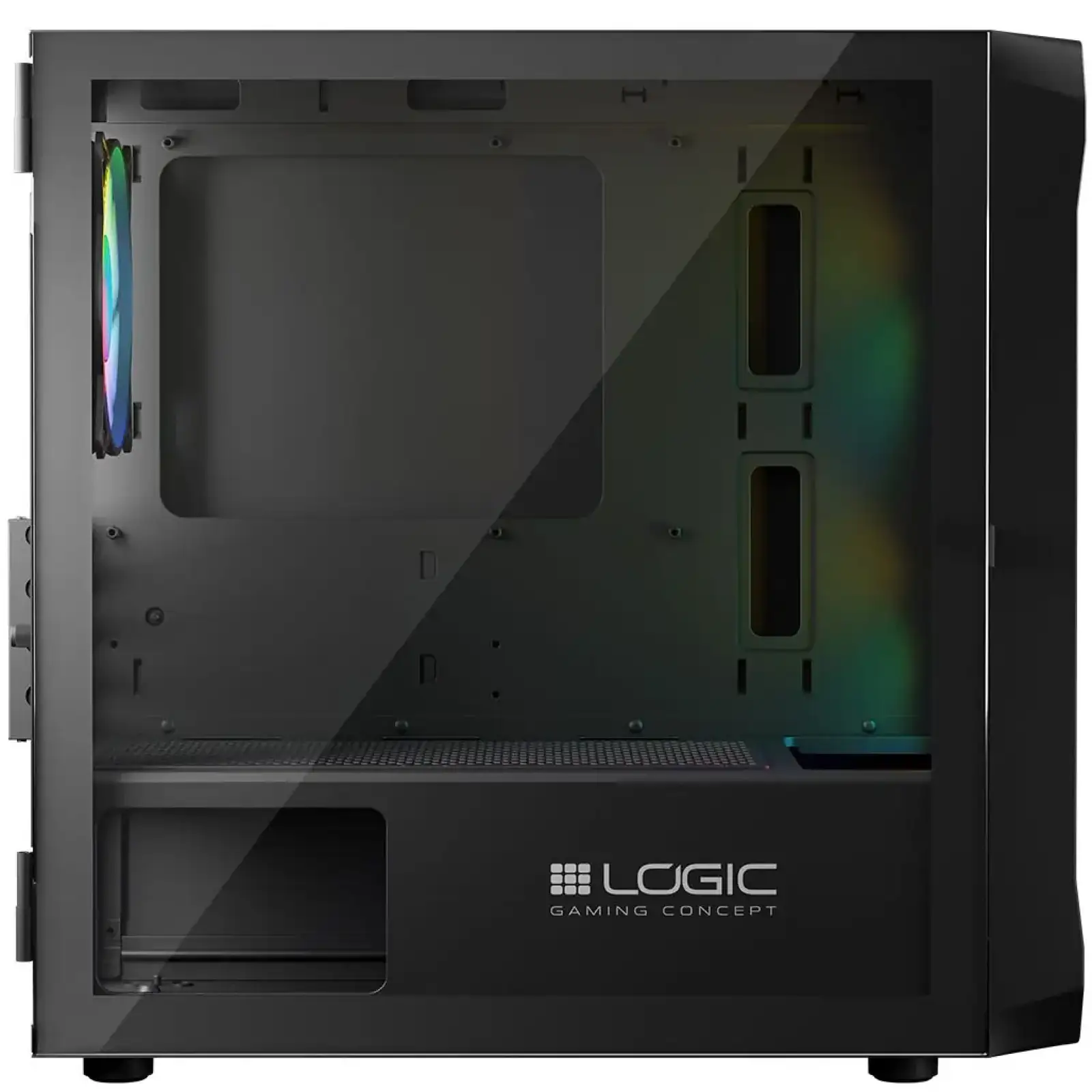 Корпус LogicConcept PORTOS MESH+GLASS ARGB fans 3x120mm BLACK без Блок живлення mATX (AM-PORTOS-10-0000000-0002) UA
