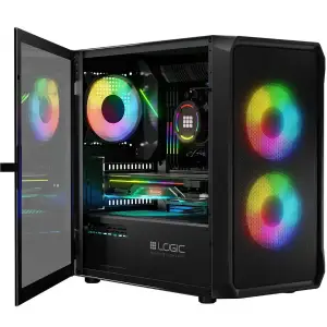 Корпус LogicConcept PORTOS MESH+GLASS ARGB fans 3x120mm BLACK без Блок живлення mATX (AM-PORTOS-10-0000000-0002) UA