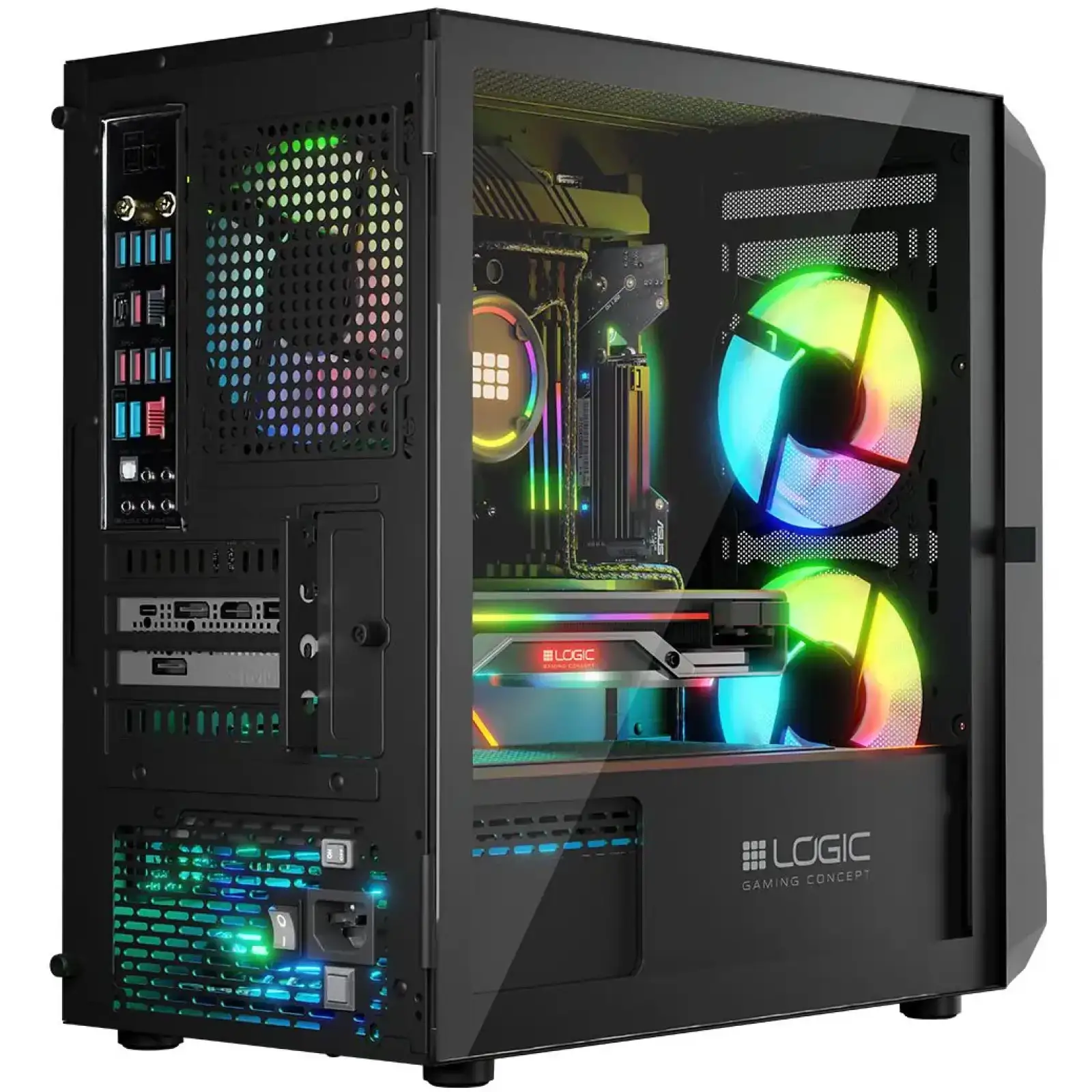 Корпус LogicConcept PORTOS MESH+GLASS ARGB fans 3x120mm BLACK без Блок живлення mATX (AM-PORTOS-10-0000000-0002) UA