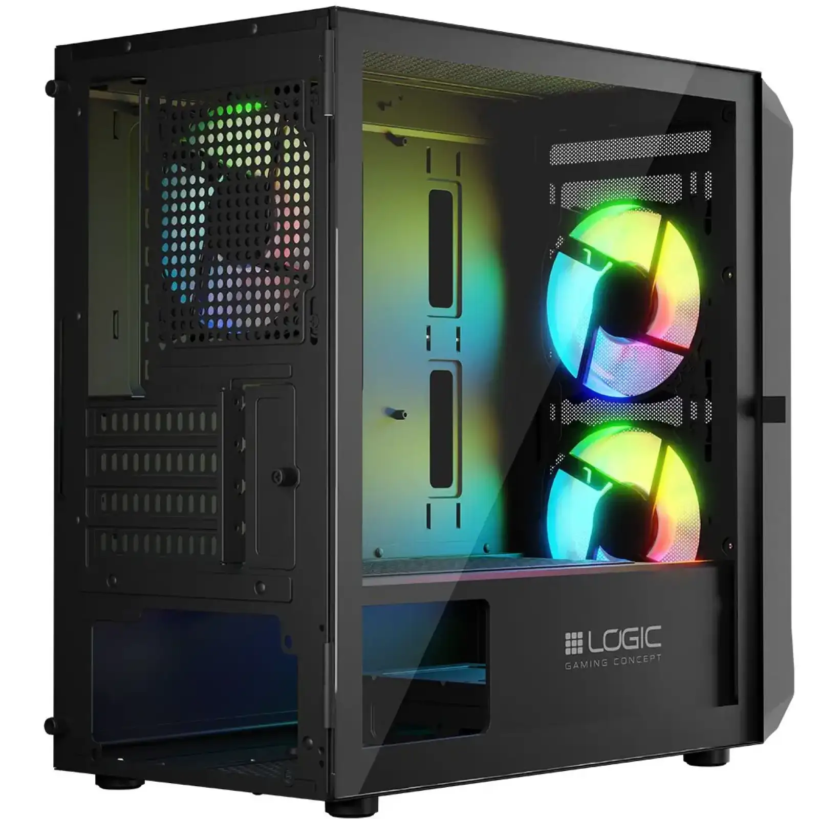 Корпус LogicConcept PORTOS MESH+GLASS ARGB fans 3x120mm BLACK без Блок живлення mATX (AM-PORTOS-10-0000000-0002) UA