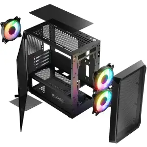 Корпус LogicConcept PORTOS MESH+GLASS ARGB fans 3x120mm BLACK без Блок живлення mATX (AM-PORTOS-10-0000000-0002) UA