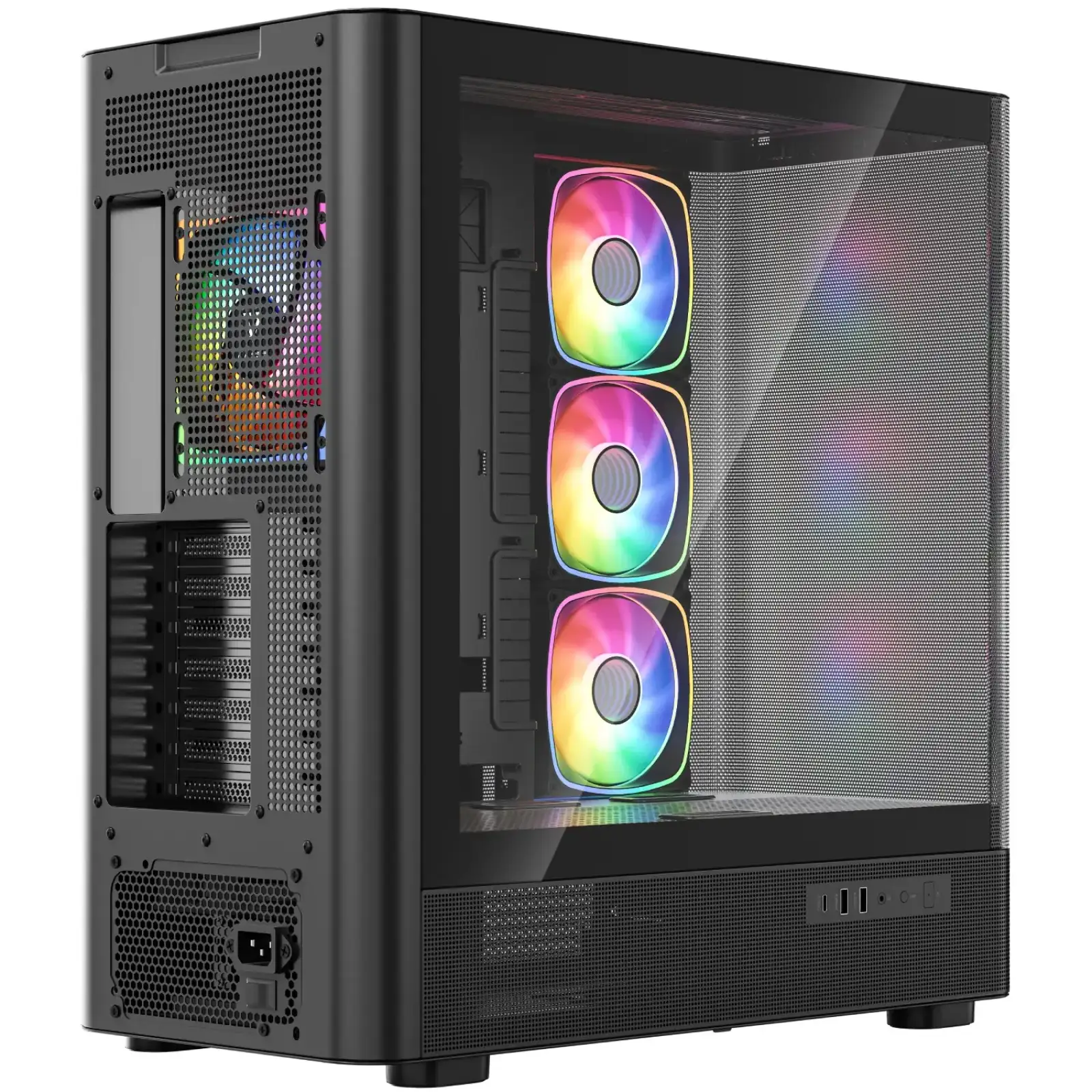 Корпус Modecom VOLCANO AQ500 ARGB MIDI FRONT LCD 6,2”, 4x120mm fans BLACK без Блок питания ATX (MC-A-AQ500-4FA-B) UA