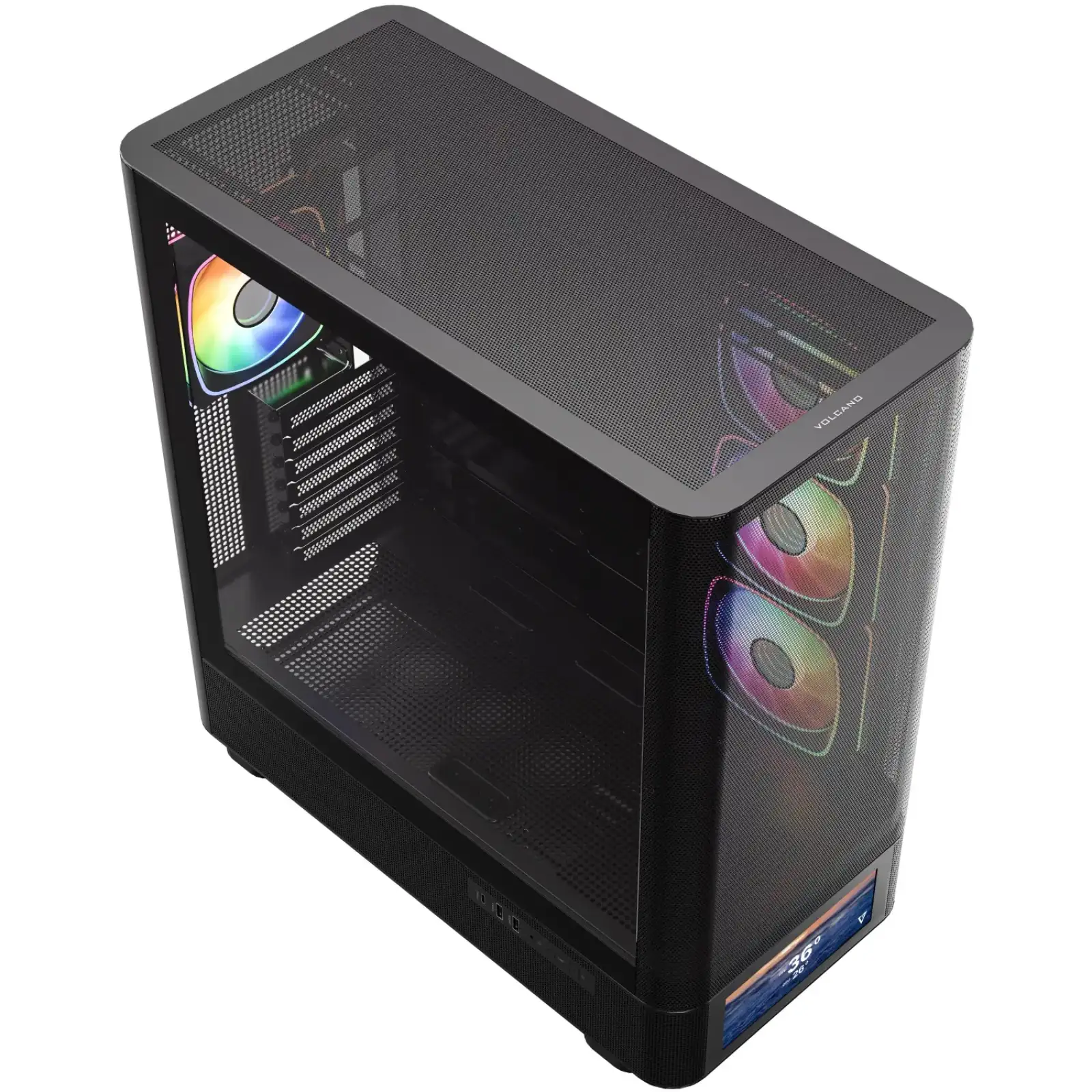 Корпус Modecom VOLCANO AQ500 ARGB MIDI FRONT LCD 6,2”, 4x120mm fans BLACK без Блок питания ATX (MC-A-AQ500-4FA-B) UA