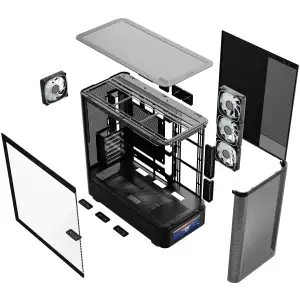 Корпус Modecom VOLCANO AQ500 ARGB MIDI FRONT LCD 6,2”, 4x120mm fans BLACK без Блок питания ATX (MC-A-AQ500-4FA-B) UA