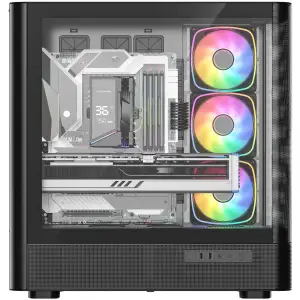 Корпус Modecom VOLCANO AQ500 ARGB MIDI FRONT LCD 6,2”, 4x120mm fans BLACK без Блок питания ATX (MC-A-AQ500-4FA-B) UA