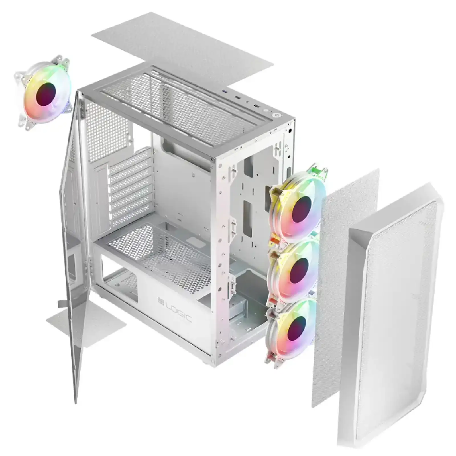 Корпус LogicConcept PORTOS MESH+GLASS ARGB fans 4x120mm WHITE без Блок живлення ATX (AT-PORTOS-20-0000000-0002) UA