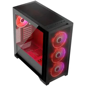 Корпус Modecom VOLCANO EXPANSE S ARGB 4x140mm fans MIDI USB 3.0x2+TYPE-C BLACK без Блок питания ATX (AT-EXPANSE-SG-10-000000) UA