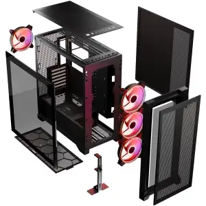 Корпус Modecom VOLCANO EXPANSE S ARGB 4x140mm fans MIDI USB 3.0x2+TYPE-C BLACK без Блок питания ATX (AT-EXPANSE-SG-10-000000) UA