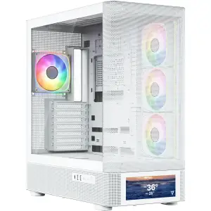 Корпус Modecom VOLCANO AQ500 ARGB MIDI FRONT LCD 6,2”, 4x120mm fans WHITE без Блок питания ATX (MC-A-AQ500-4FA-W) UA