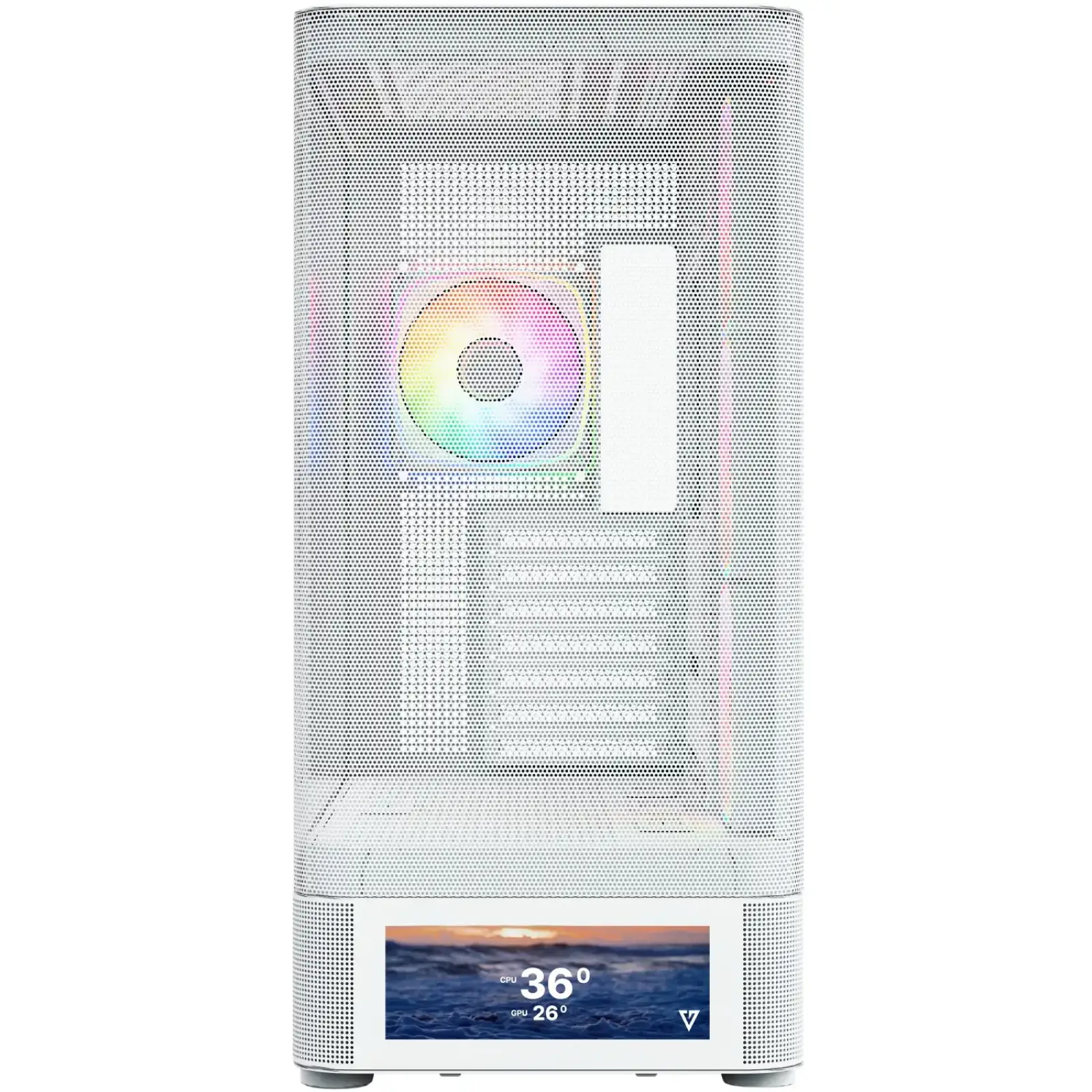 Корпус Modecom VOLCANO AQ500 ARGB MIDI FRONT LCD 6,2”, 4x120mm fans WHITE без Блок питания ATX (MC-A-AQ500-4FA-W) UA