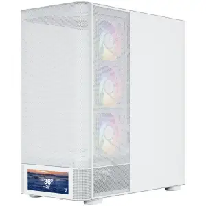 Корпус Modecom VOLCANO AQ500 ARGB MIDI FRONT LCD 6,2”, 4x120mm fans WHITE без Блок питания ATX (MC-A-AQ500-4FA-W) UA