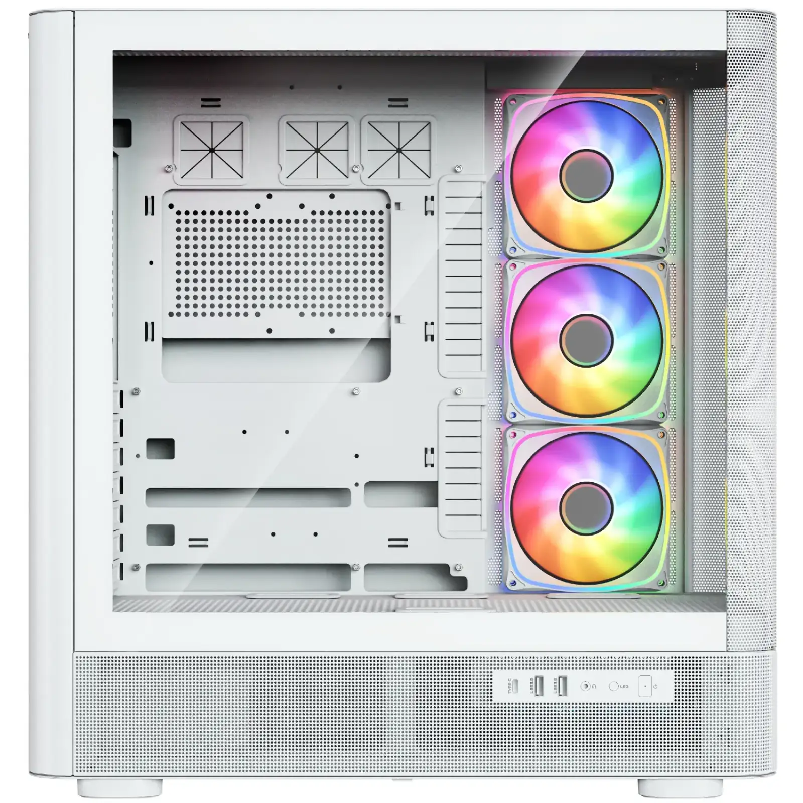 Корпус Modecom VOLCANO AQ500 ARGB MIDI FRONT LCD 6,2”, 4x120mm fans WHITE без Блок питания ATX (MC-A-AQ500-4FA-W) UA