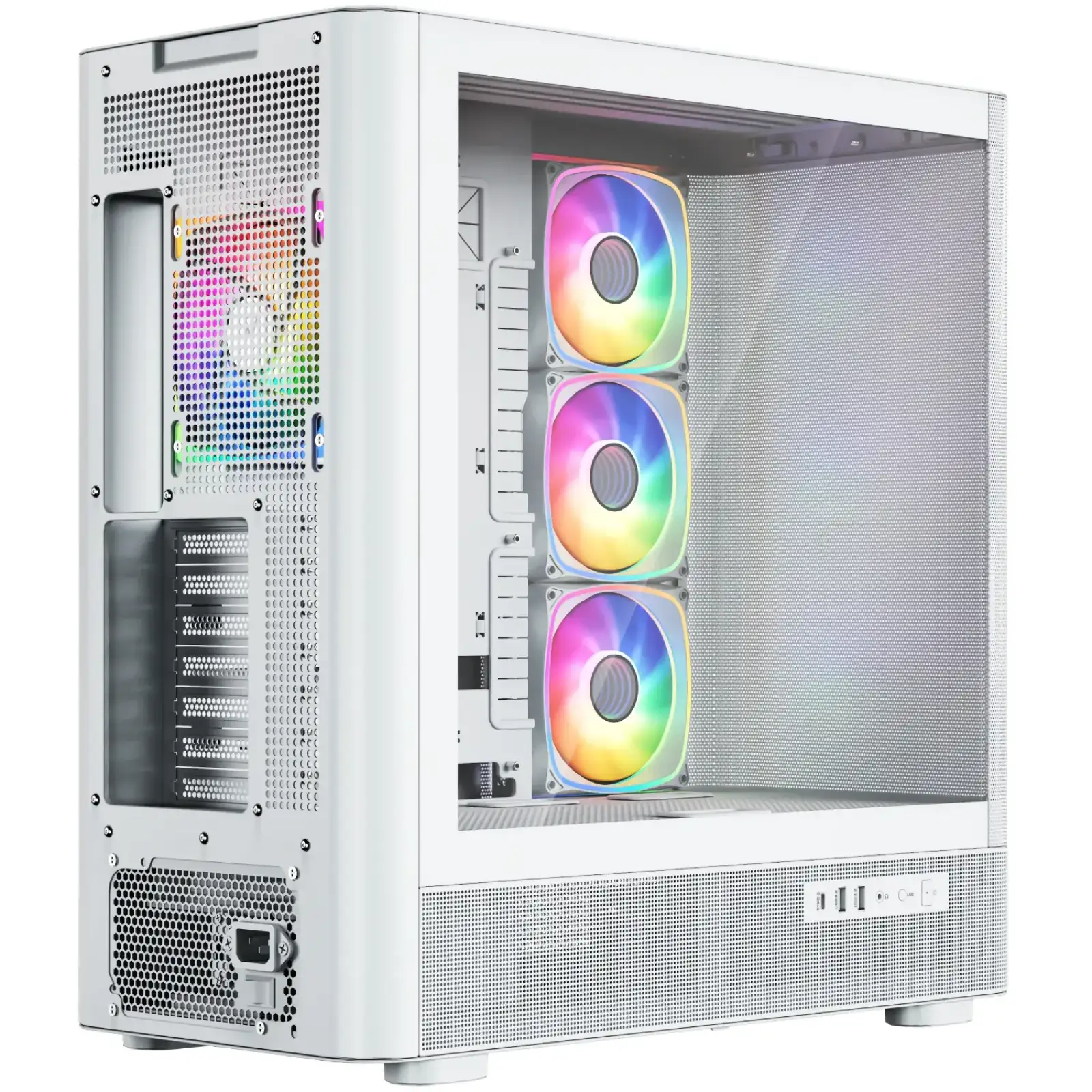 Корпус Modecom VOLCANO AQ500 ARGB MIDI FRONT LCD 6,2”, 4x120mm fans WHITE без Блок питания ATX (MC-A-AQ500-4FA-W) UA
