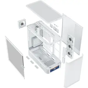 Корпус Modecom VOLCANO AQ500 ARGB MIDI FRONT LCD 6,2”, 4x120mm fans WHITE без Блок питания ATX (MC-A-AQ500-4FA-W) UA