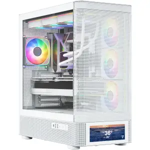 Корпус Modecom VOLCANO AQ500 ARGB MIDI FRONT LCD 6,2”, 4x120mm fans WHITE без Блок питания ATX (MC-A-AQ500-4FA-W) UA