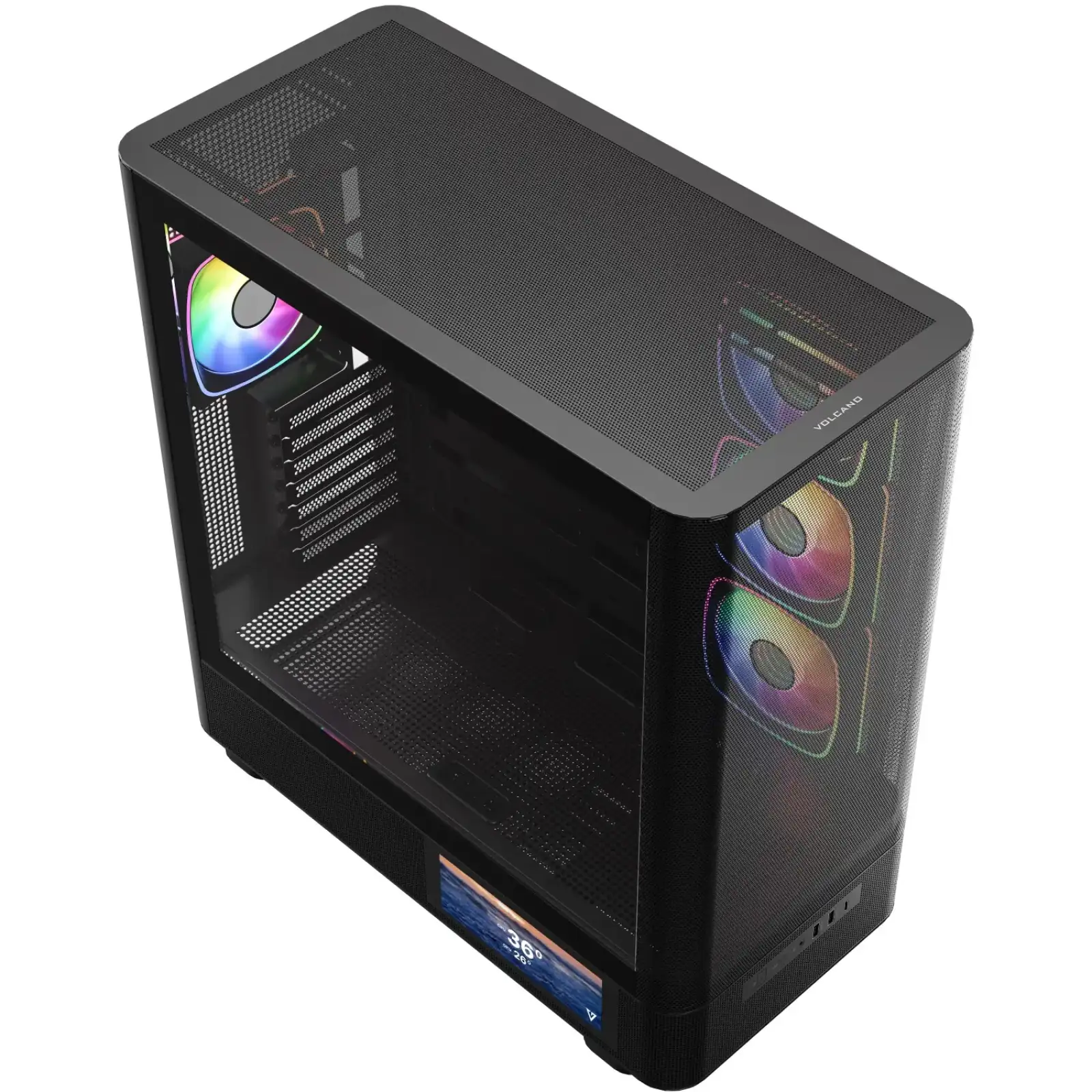 Корпус Modecom VOLCANO AQ400 ARGB MIDI SIDE LCD 6,2”, 4x120mm fans BLACK без Блок питания ATX (MC-A-AQ400-4FA-B) UA