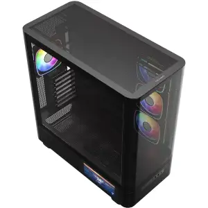 Корпус Modecom VOLCANO AQ400 ARGB MIDI SIDE LCD 6,2”, 4x120mm fans BLACK без Блок питания ATX (MC-A-AQ400-4FA-B) UA