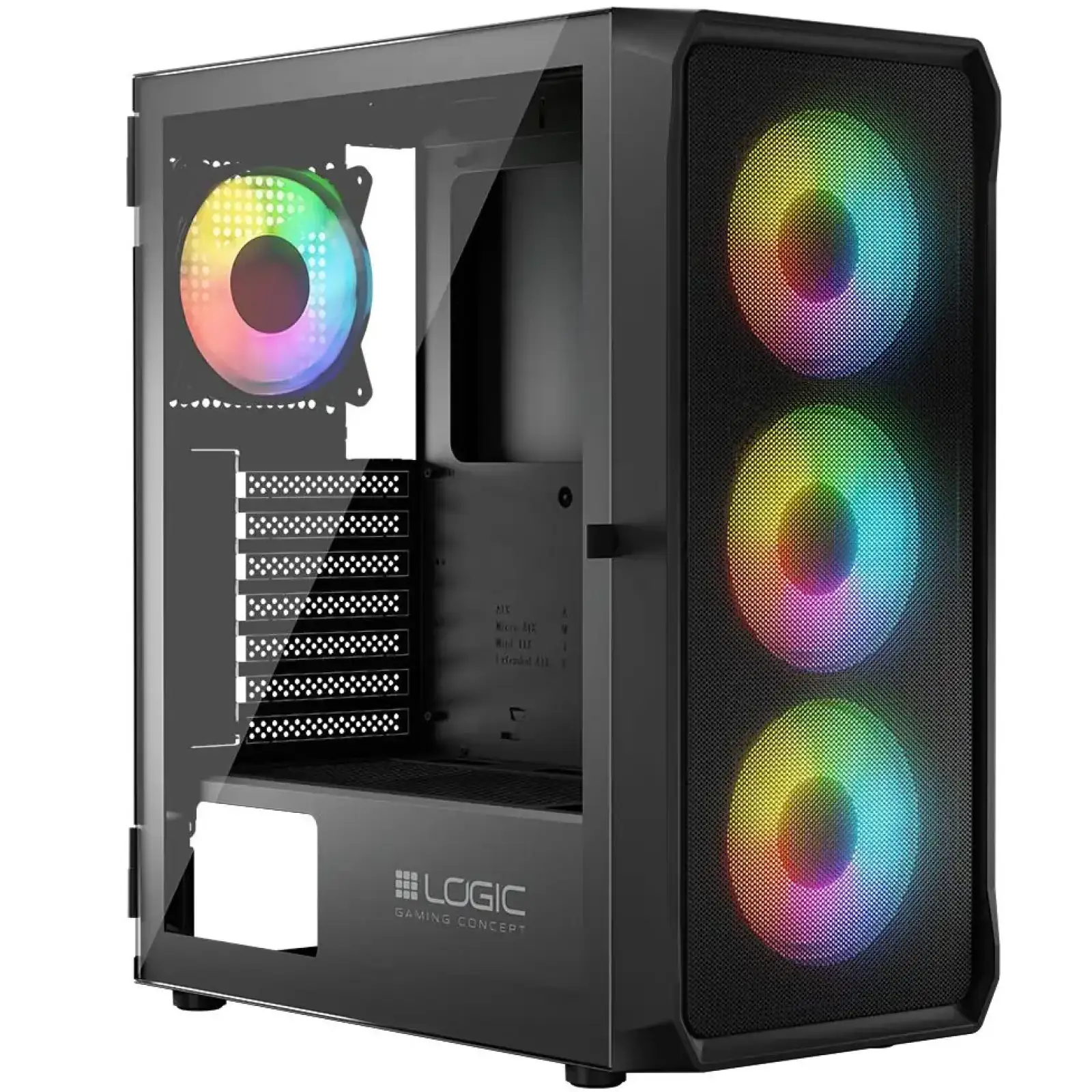 Корпус LogicConcept PORTOS MESH+GLASS ARGB fans 4x120mm BLACK без Блок живлення ATX (AT-PORTOS-10-0000000-0002) UA