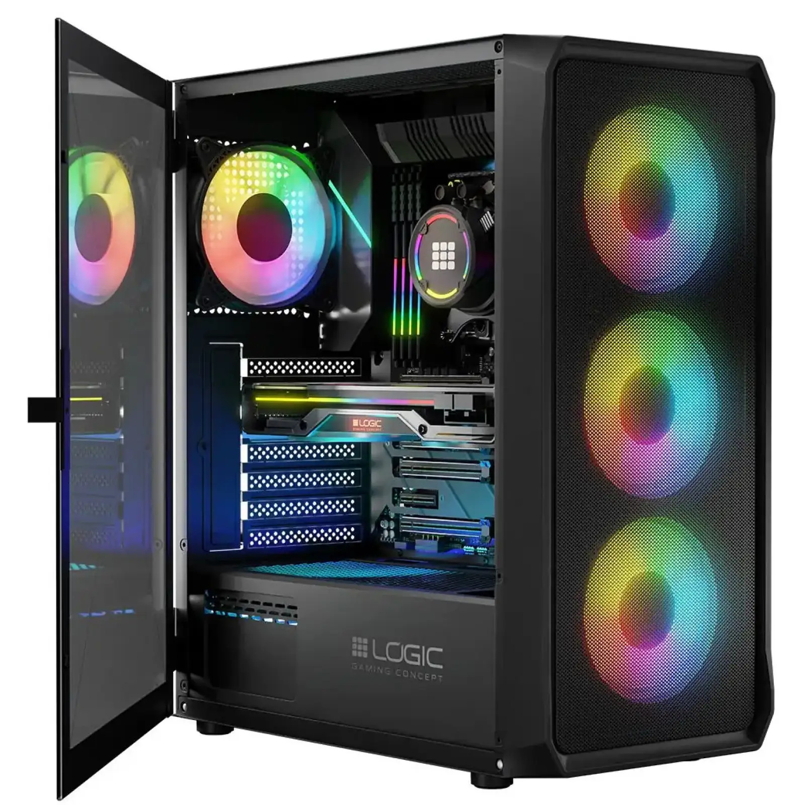 Корпус LogicConcept PORTOS MESH+GLASS ARGB fans 4x120mm BLACK без Блок живлення ATX (AT-PORTOS-10-0000000-0002) UA