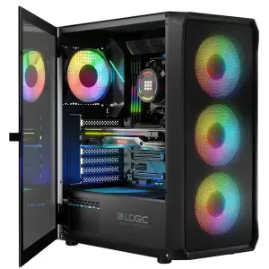 Корпус LogicConcept PORTOS MESH+GLASS ARGB fans 4x120mm BLACK без Блок живлення ATX (AT-PORTOS-10-0000000-0002) UA